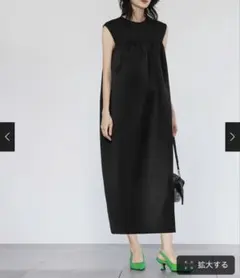 新品⭐︎ELFRANK 異素材ドッキングロングコクーンワンピース Washableのサムネイル