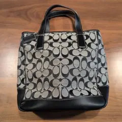 【美品】COACH コーチ トートバッグ シグネチャー キャンバス レザー 黒