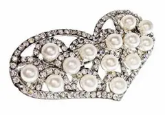 バレッタ パール スワロフスキー ビジュー ハート 121090　ロジューム