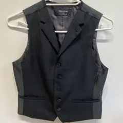 COMME CA ISM ブラックストライプベスト 140A