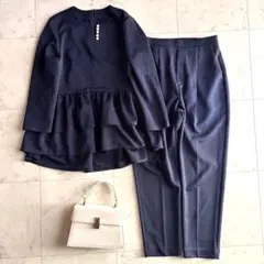 美品 フロリア ティアードフリルブラウステーパードパンツセットアップ M