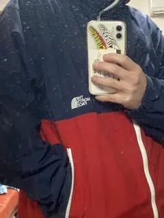 THE NORTH FACE フード付きナイロンジャケット ネイビー/レッド