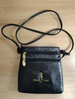 Roberta Viviani ショルダーバッグ 黒 オーストリッチ型押し