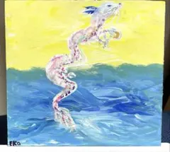 原画【 錦鯱 】アクリル重曹フィンガーアート/絵画/錦鯉/シャチ 