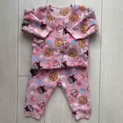 アンパンマン　起毛長袖パジャマ　ボタン　ピンク 80cm