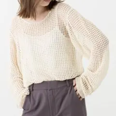 【美品✨】Amber Neige 透かし編みニットトップス／シアー／メッシュのサムネイル