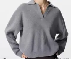 ユニクロ　スムースコットンリラックスポロセーター　Mサイズ