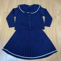 ネイビー セーラー襟 カーディガンとスカートセット 100A
