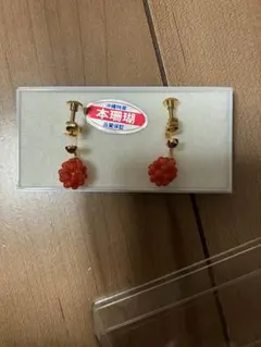 本珊瑚 フルーツデザイン イヤリング