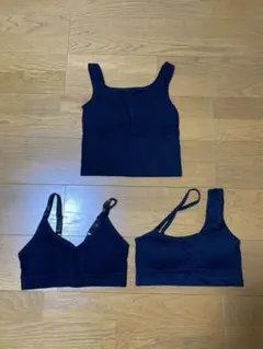 ネイビー スポーツブラ 3点セット