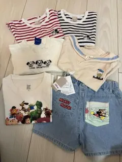 ディズニーTシャツ＆新品デニム半ズボン6点セット