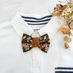 ベビーからキッズ蝶ネクタイ　グリーン系インド刺繍リボン七五三　結婚式　発表会　入