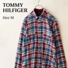 良品 トミーヒルフィガー 長袖チェックシャツ メンズ M 古着