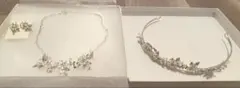 【美品】新婦ブライダル小物（ティアラ、ネックレス、ピアス）シルバー