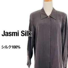 【新品】ジャスミ シルク100%長袖ブラウス 装飾ボタン オーバーサイズ L