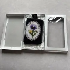 FEILER 花柄刺繍ポーチ 黒