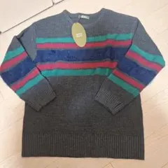 Anna Kerry 長袖ニットセーター グレー ストライプ