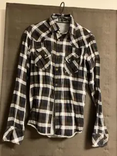 ★最終★【MICHEL KLEINミシェルクラン】チェック柄長袖シャツ48M相当