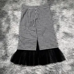 イーハイフンワールドギャラリー スカート M 黒 ギンガムチェック チュール