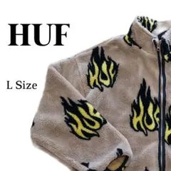 HUF フレイム総柄 ボアフリースジャケット Lサイズ　ハフ