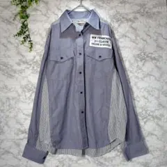 BLANC basque　長袖シャツ　コットン　ストライプ　グレー 　M