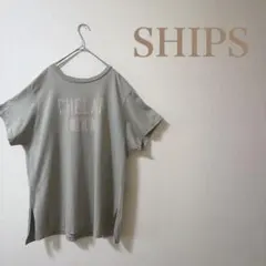 ★シップス★Tシャツ カーキ サイドスリット ゆったりめ ユニセックスのサムネイル