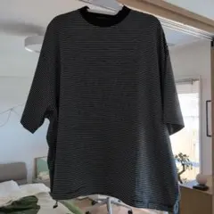 is-ness イズネス ストライプ 黒×白 ロングTシャツ Mサイズのサムネイル