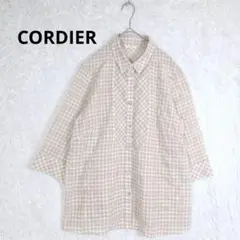 CORDIER コルディア チェック柄シアサッカーシャツ ブラウス ゆったり Ｍのサムネイル