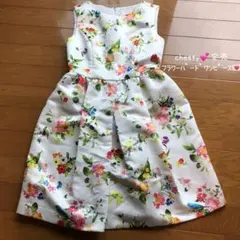 完売品　チェスティ　フラワー　鳥柄　ワンピース　ノースリーブ　フレア　ワンピース
