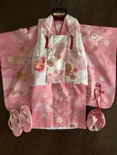 美品☆京美☆三歳☆被布セット 着物 髪飾り 草履 花柄☆七五三 - メルカリ