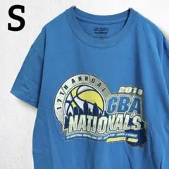 ギルダン 半袖Ｔシャツ クルーネック プリント Ｓ 青 綿 ポリエステル 運動