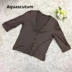 美品Aquascutum レディース　七分袖カーディガン薄手　ブラウン　Fのサムネイル