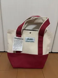 LOGOS キャンバストートバッグ アイボリー/レッド