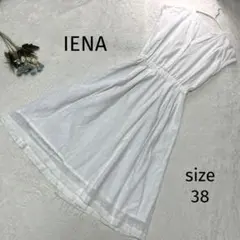 IENA イエナ　ホワイト　Aライン　ロングワンピース　フレア　フレンチスリーブ
