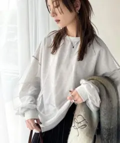 クラシカルエルフ チュール レイヤード バックプリント ミニ 裏毛 長袖 ロンT