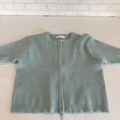 Samansa Mos2 ミント ジップアップニット