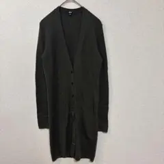 ユニクロ　メリノブレンド　ロングカーディガン　カーキ系　【Ｓ】　美品