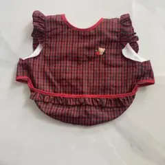 familiar 赤と黒のチェック エプロン 80cm