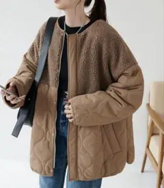 ディスコート DISCOAT ボア切替キルティングコート M モカ 新品未使用