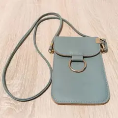 美品 スマホショルダーバッグ くすみ グリーン ブルーグレー スマホアクセ