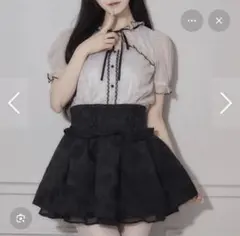 【 pium 】タックフレアドーリーミニスカート ブラックジャガード