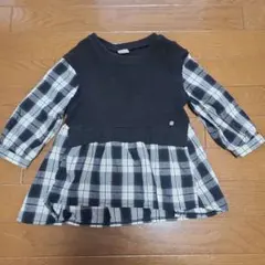 プティマイン　黒　チェック　長袖　シャツ