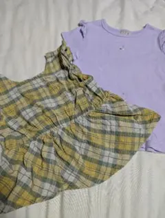 プティマイン他 紫トップス チェック柄トップス 2点 まとめ売り セット