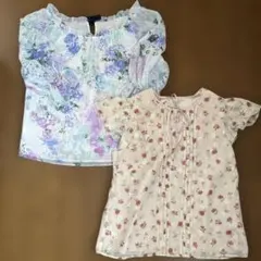 ウィルセレクション 花柄フリル袖ブラウス2点セット