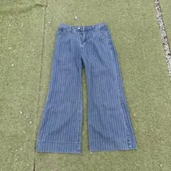 ストライプワイドレッグデニムパンツ