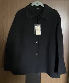 無印良品　新品　ショートコート　ウール混ダブルフェイス　Lサイズ　ブラック