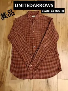 美品　ユナイテッドアローズ　ボタンダウンシャツ　チェック　長袖　L