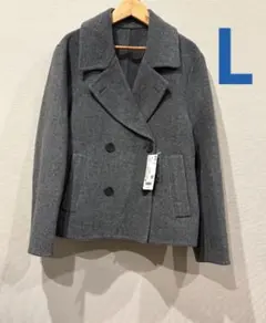 UNIQLOダブルフェイスショートコートリラックスフィットLサイズグレーユニクロ