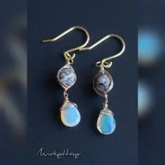 No.2681　宝石質エチオピアンオパール　コッパーオパール　天然石ピアス