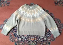 フェアアイル柄 ニットセーター 長袖 グレー系